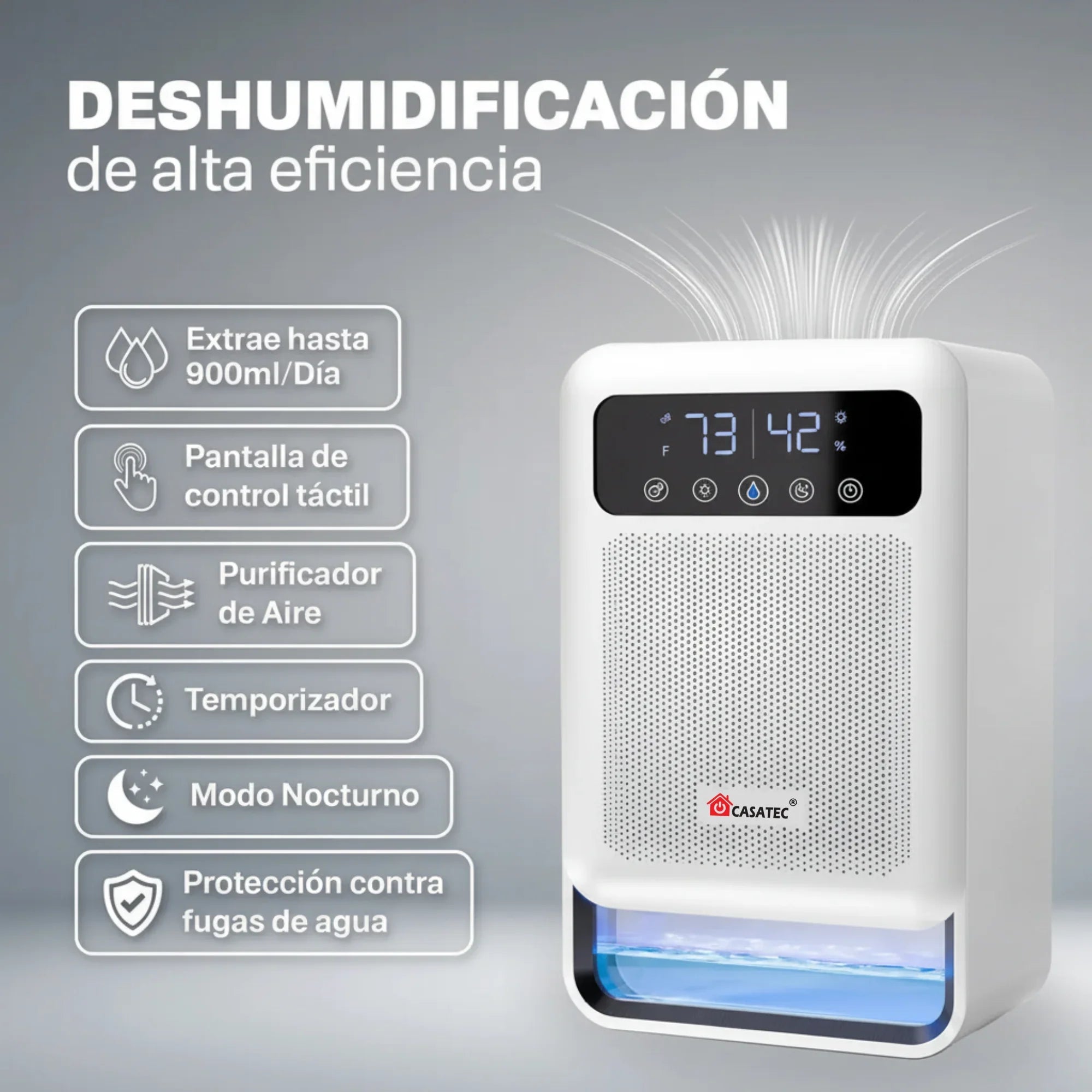 Deshumidificador Inteligente Casatec SmartDry Pro WiFi | Ionizador y 3.8 Litros