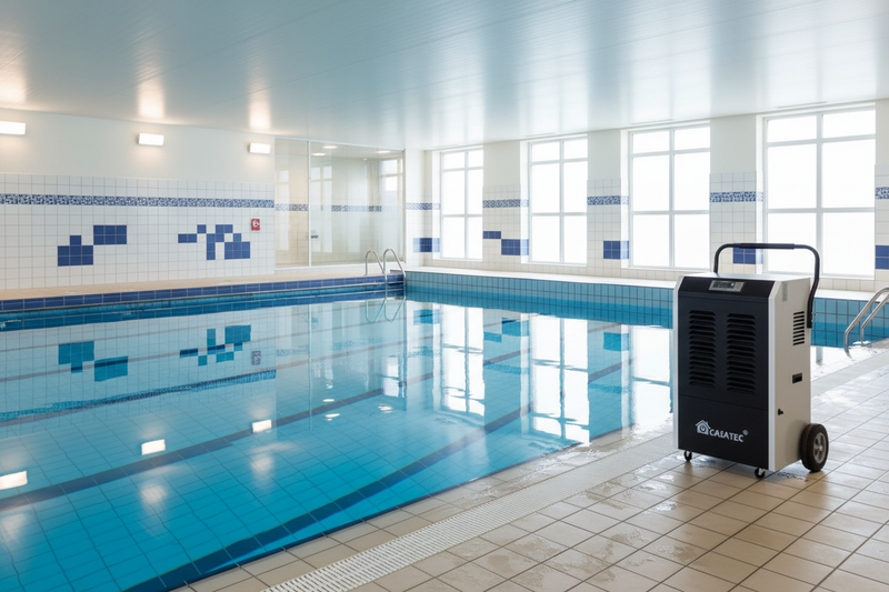 Deshumidificador industrial para piscinas climatizadas que reduce la condensación y previene la corrosión