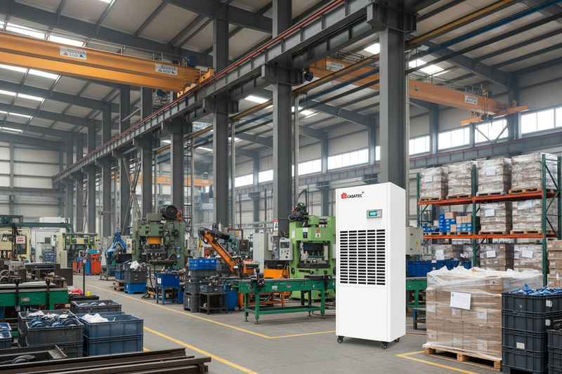 Deshumidificador industrial utilizado en bodegas y almacenes para evitar daños por humedad y aparición de moho