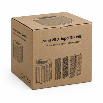 Caja del filtro Zenit 250 con fondo blanco de estudio