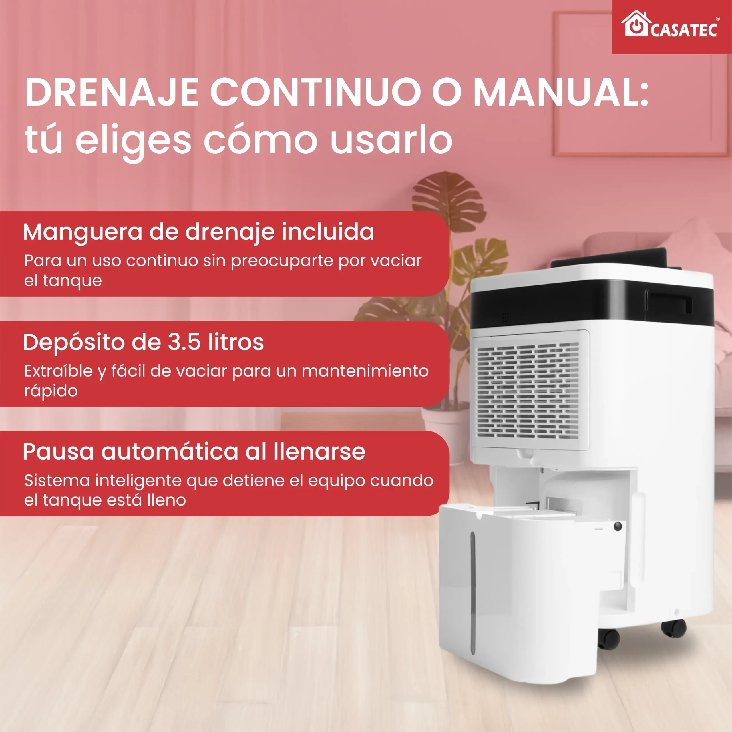 Deshumidificador Inteligente Casatec GTD-250 Plus | 12 Litros/Día, WiFi y Ionizador Casatec Global, envíos internacionales.