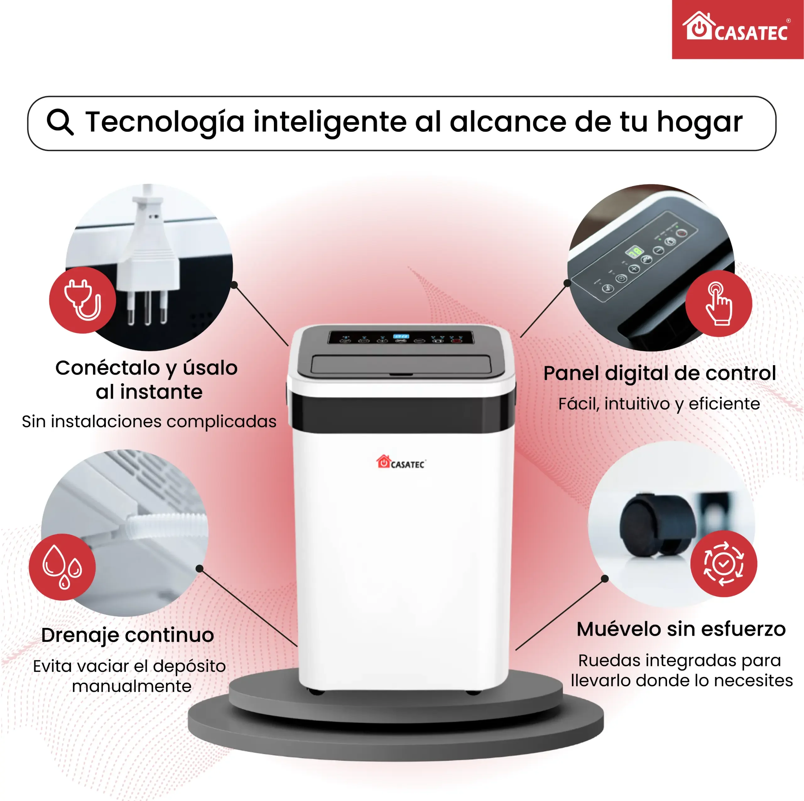 Deshumidificador Inteligente Casatec GTD-250 Plus | 12 Litros/Día, WiFi y Ionizador Casatec Global, envíos internacionales.