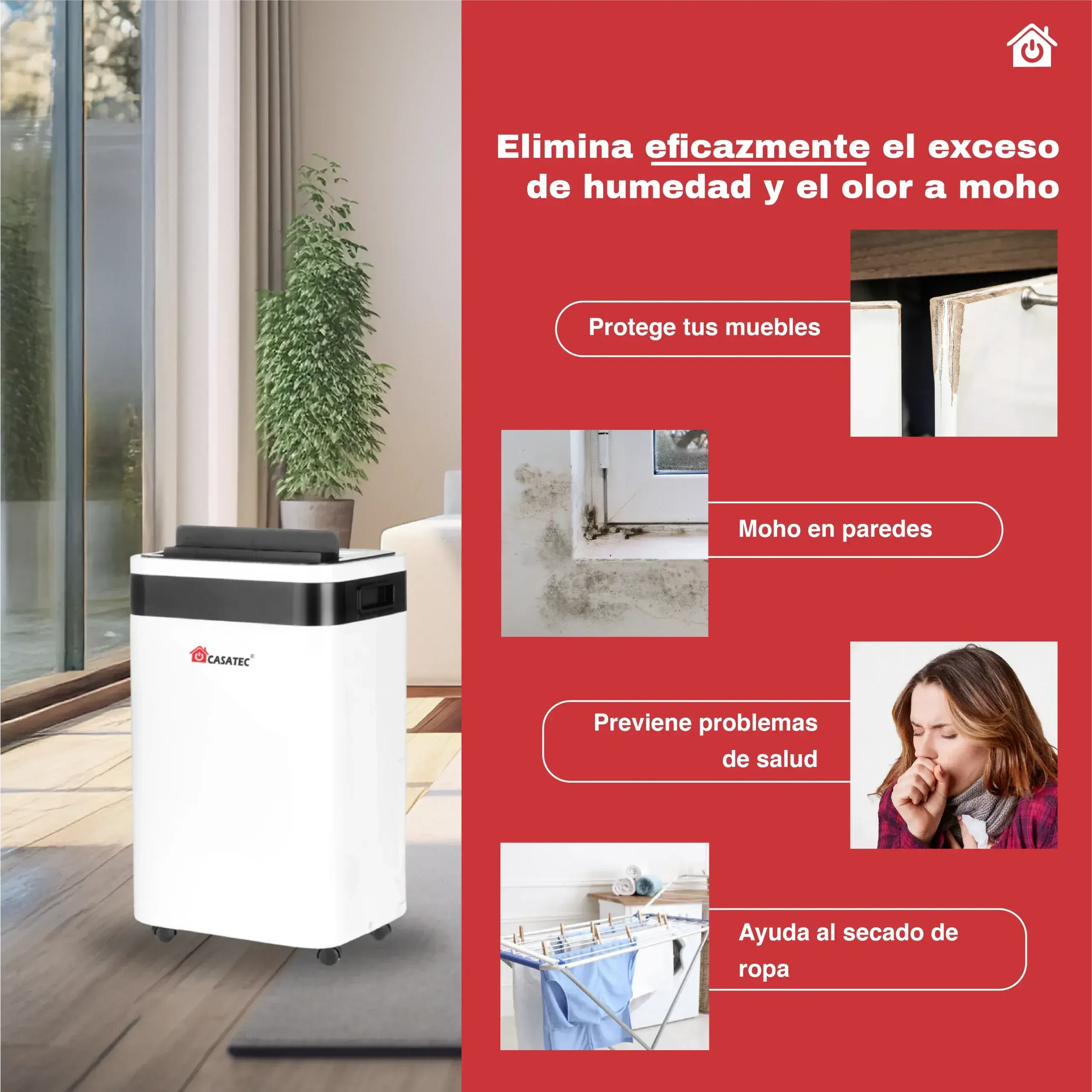 Deshumidificador Inteligente Casatec GTD-250 Plus | 12 Litros/Día, WiFi y Ionizador Casatec Global, envíos internacionales.