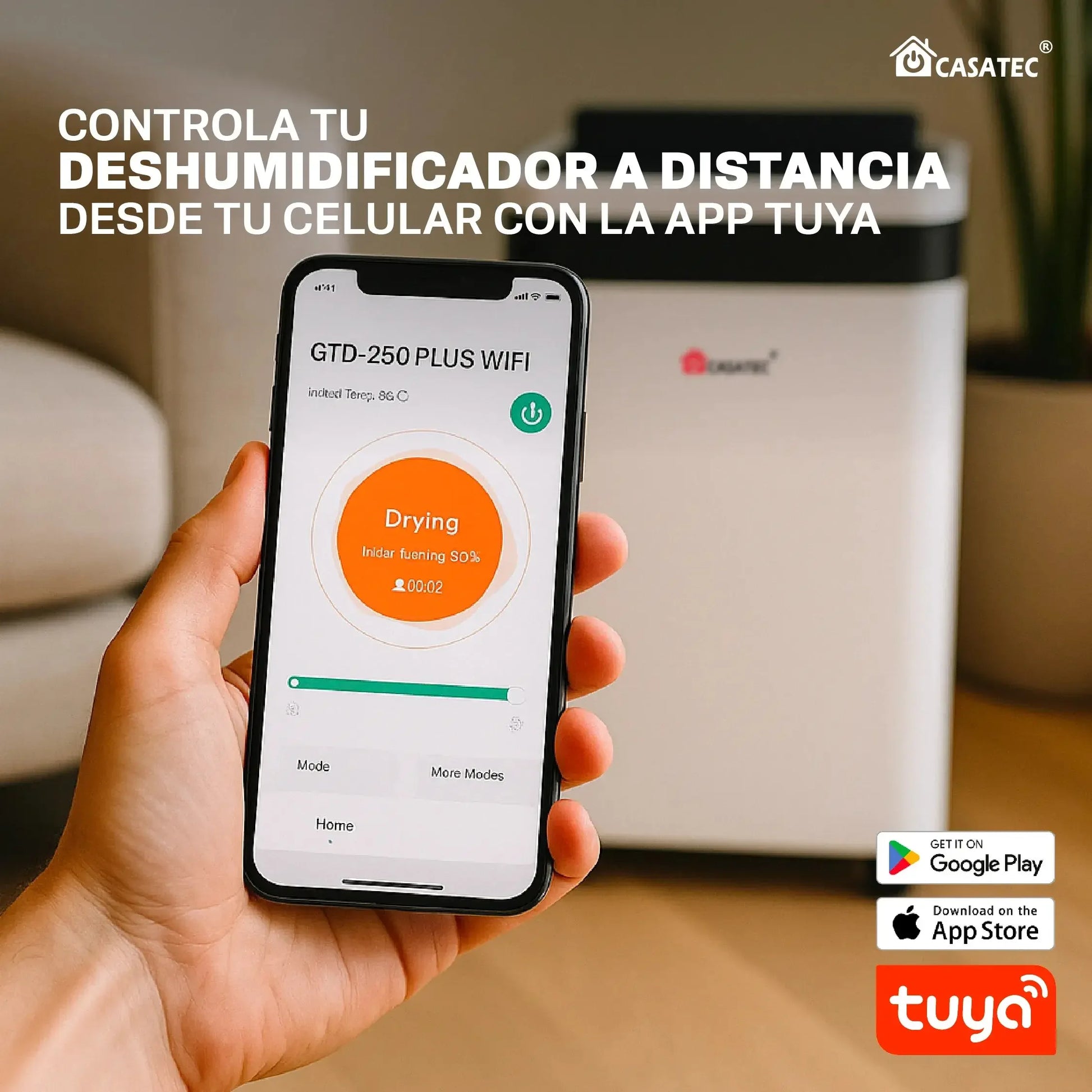 Deshumidificador Inteligente Casatec GTD-250 Plus | 12 Litros/Día, WiFi y Ionizador Casatec Global, envíos internacionales.